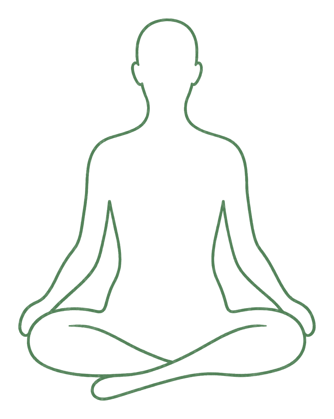 Line drawing of a person seated in a calm posture