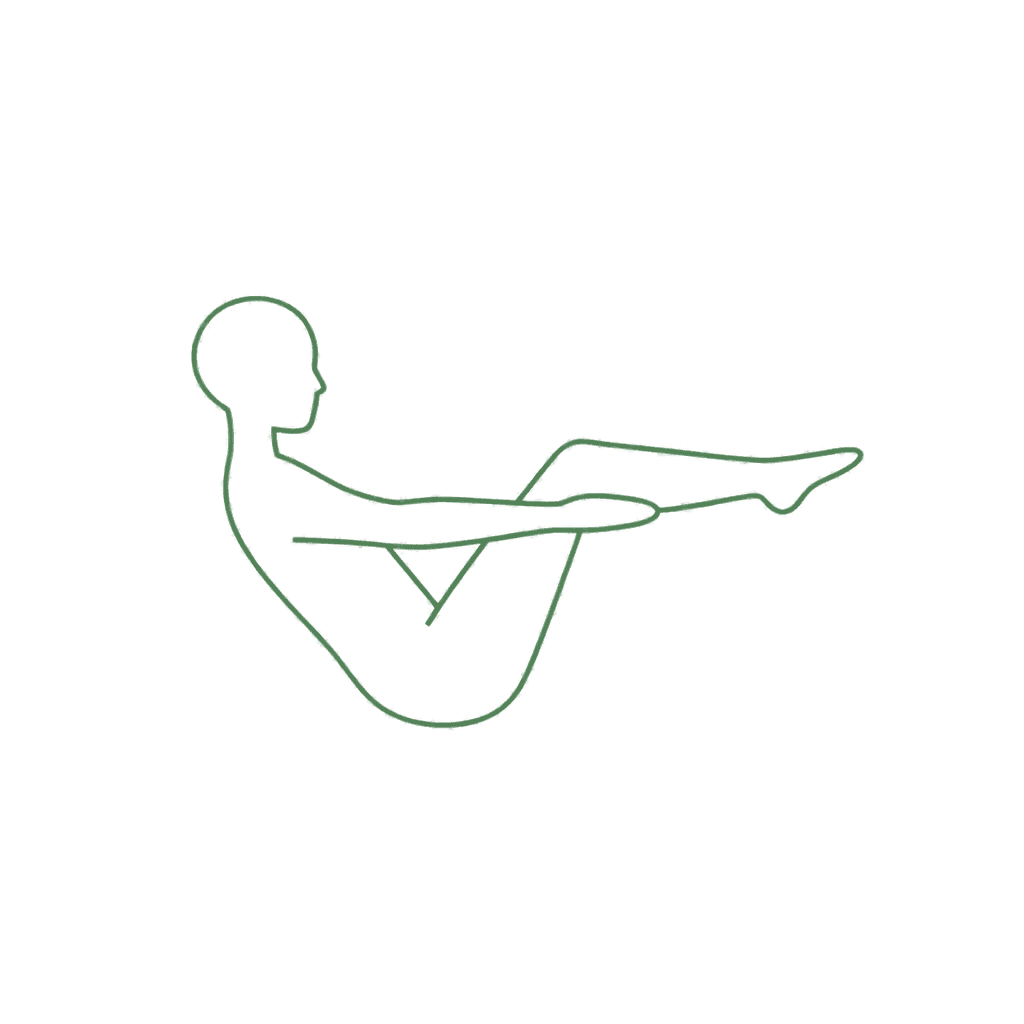 Boat pose balancing with the torso leaned back, legs raised, and arms reaching forward