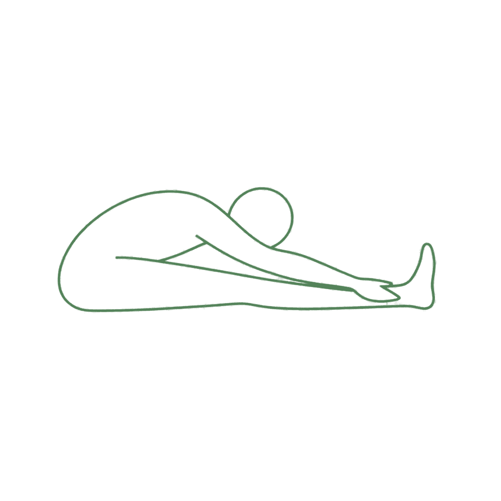 Seated forward fold with legs extended and torso reaching toward the feet